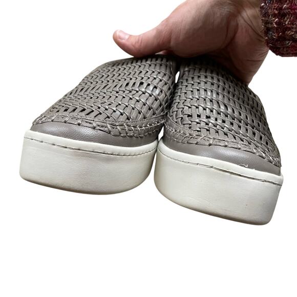 Vince Stafford Platform Sneakers Loafers Leather Slip On Woven Women’s 8.5 Gray - Picture 7 of 17